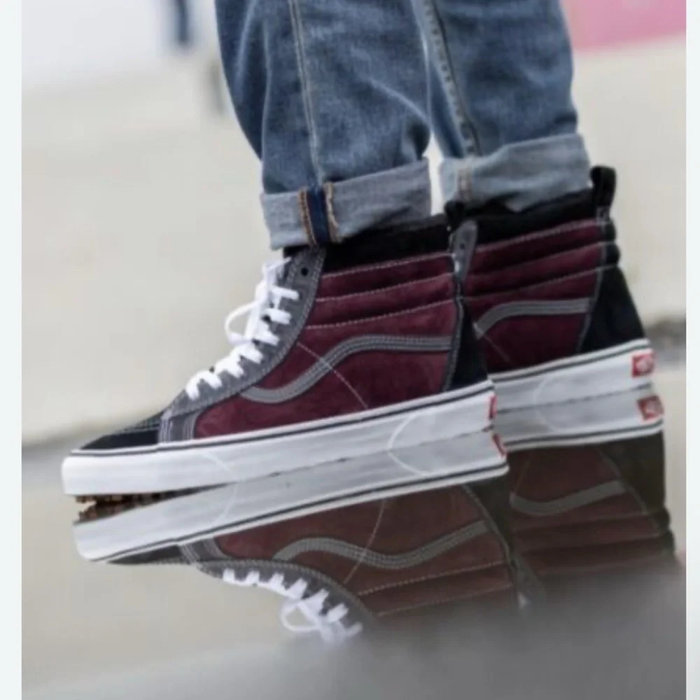 VANS Off The Wall Men’s 11.5 Wine Red Black High Top Eco Dry Heiq DuPont Sneaker